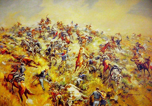 'Call of the Bugle' by J.K. Ralston, depicting the Battle of Little Bighorn. Photo courtesy of the National Park Service, U.S. Dept. of the Interior.